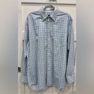 Scott Barber Men’s Blue and White Plaid Button-Down Shirt